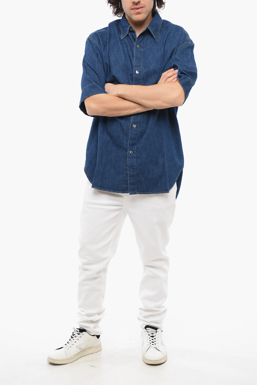 Studio Nicholson Denim and Linen Oversized SORONO Shirt men