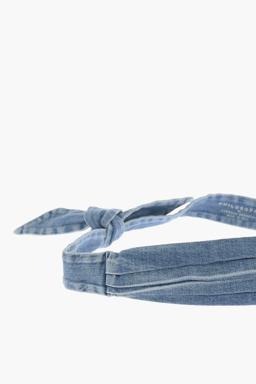 Philosophy di Lorenzo Serafini Denim Belt with Pleated 
