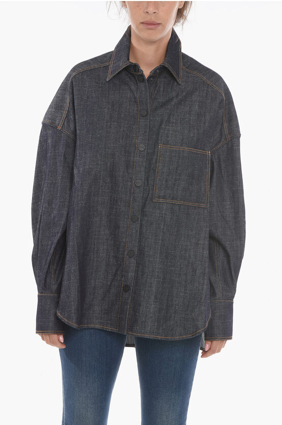 The Mannei Denim Bilbao Overshirt With Breast Pocket In Gray