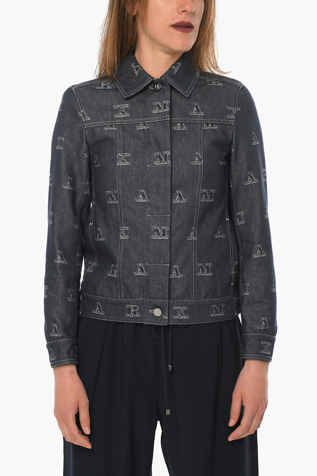 Max Mara Denim BREST Jacket with Embroidered Monogram women
