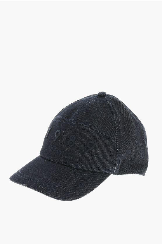 1989 Studio Denim Cap With Embossed Logo In Black