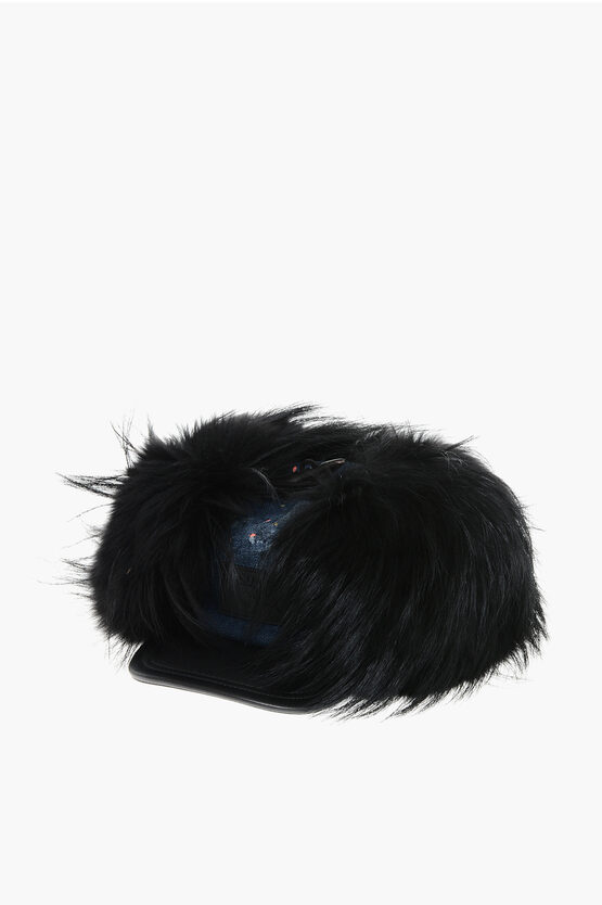 Dsquared2 Denim Cap With Real Fur Details
