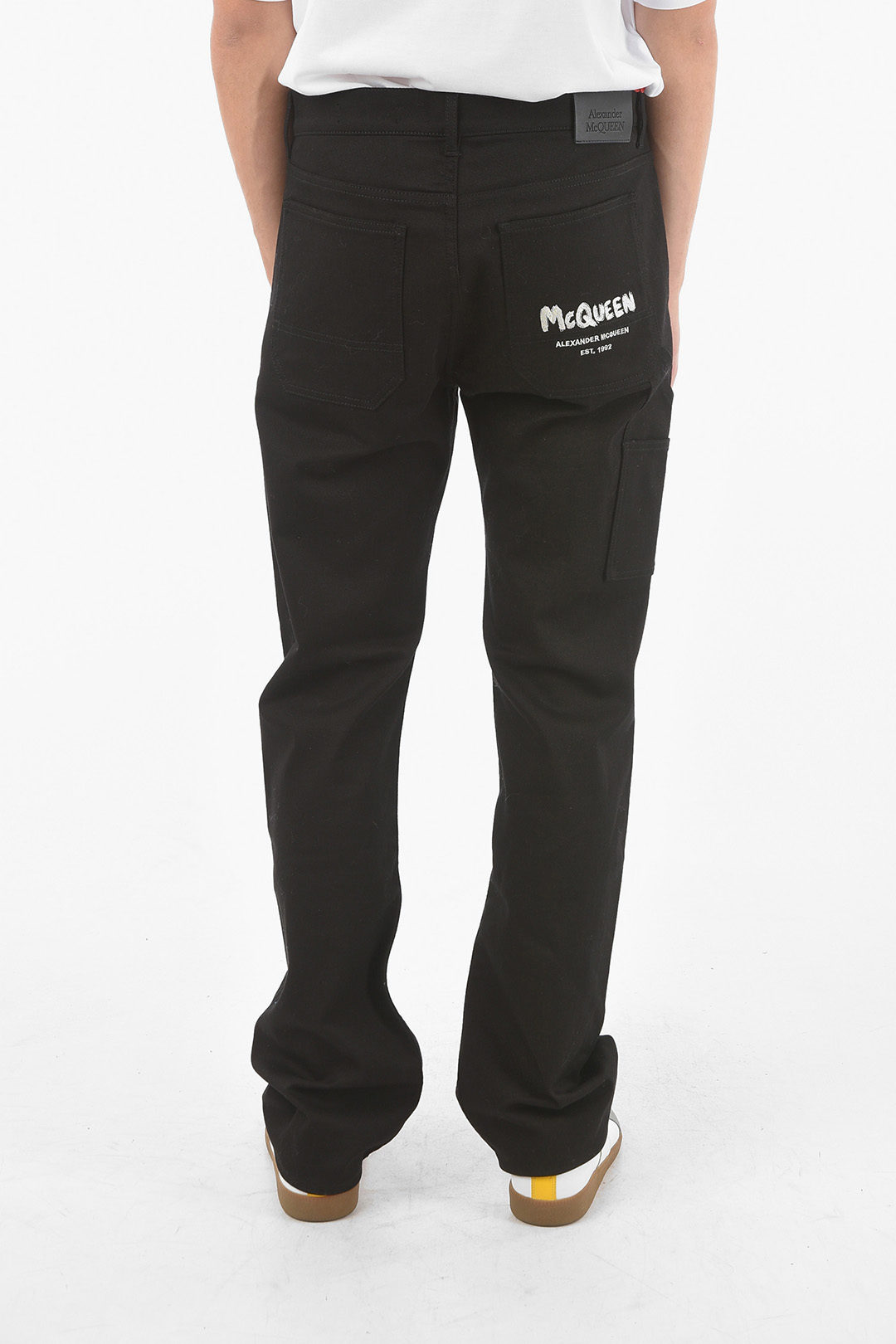 Alexander McQueen Denim Cargo Pants with Embroidered Logo men Glamood