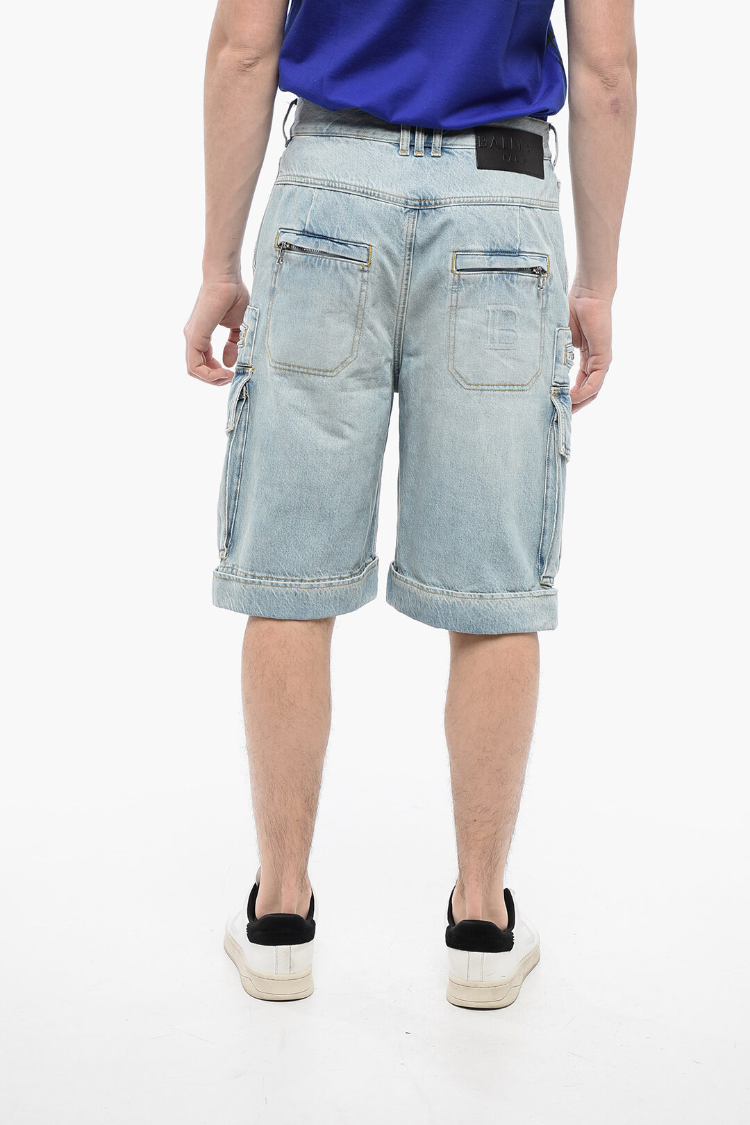 Denim cargo shorts