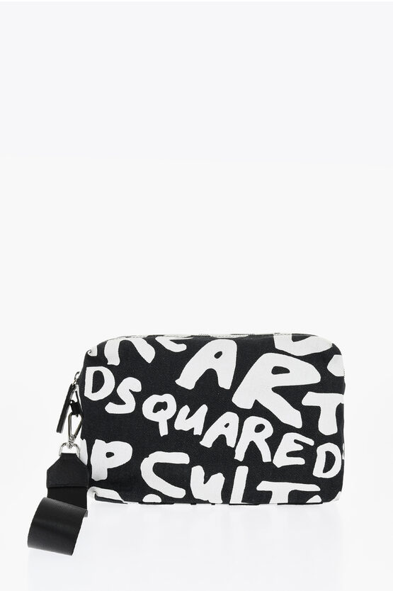 Dsquared2 Denim Clutch With Contrasting Print