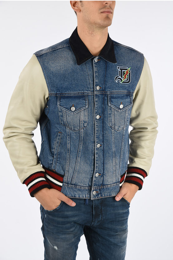 diesel blue denim varsity jacket