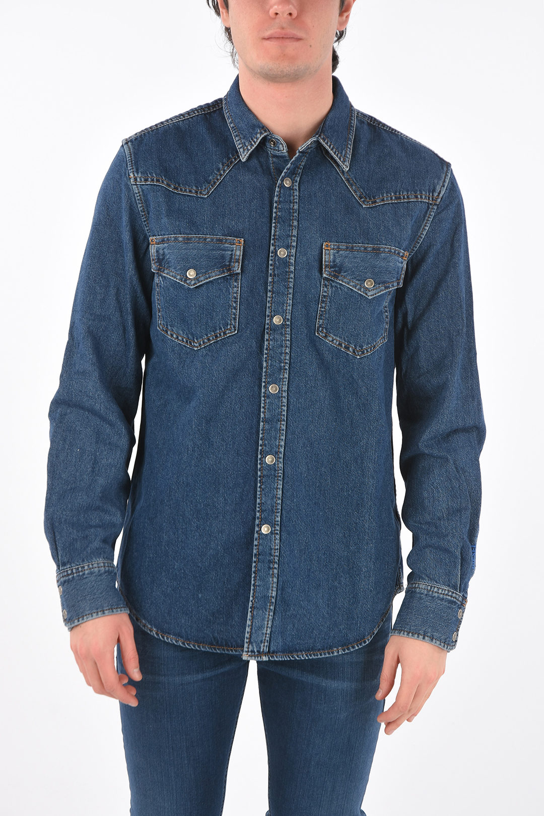 Authenticatie Menagerry Minder Diesel denim D-EAST-P shirt with breast pockets men - Glamood Outlet