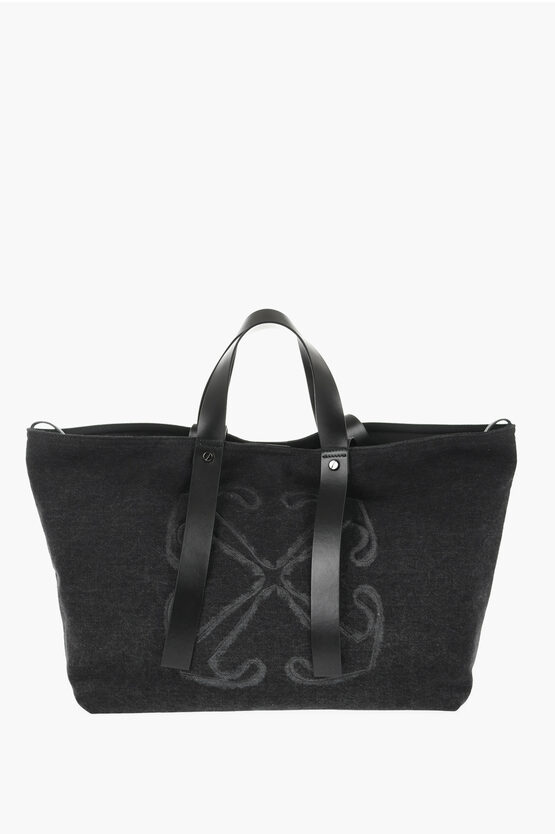 Off-white Denim Day Off Tote Bag With Leather Details