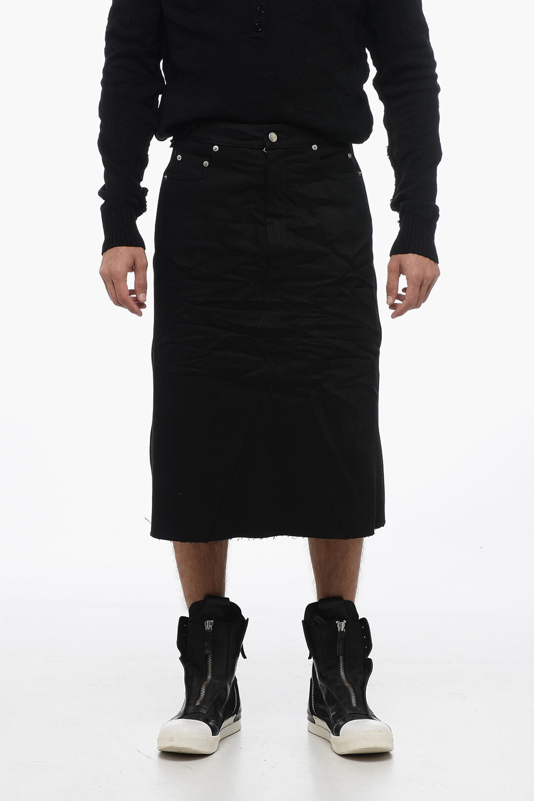 Rick Owens Denim GODET Skirt With Raw-Cut Bottoms men - Glamood Outlet