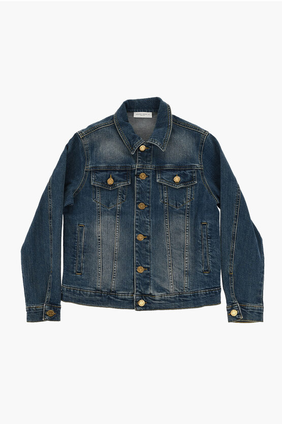 Golden Goose Denim Jacket With Leather Detail In Blue