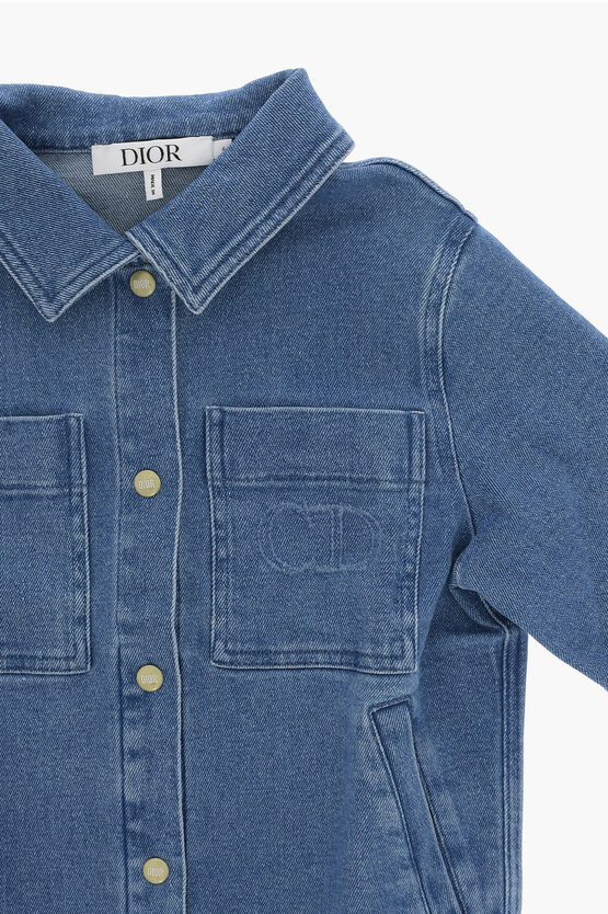 Denim Jacket with Logo Buttons