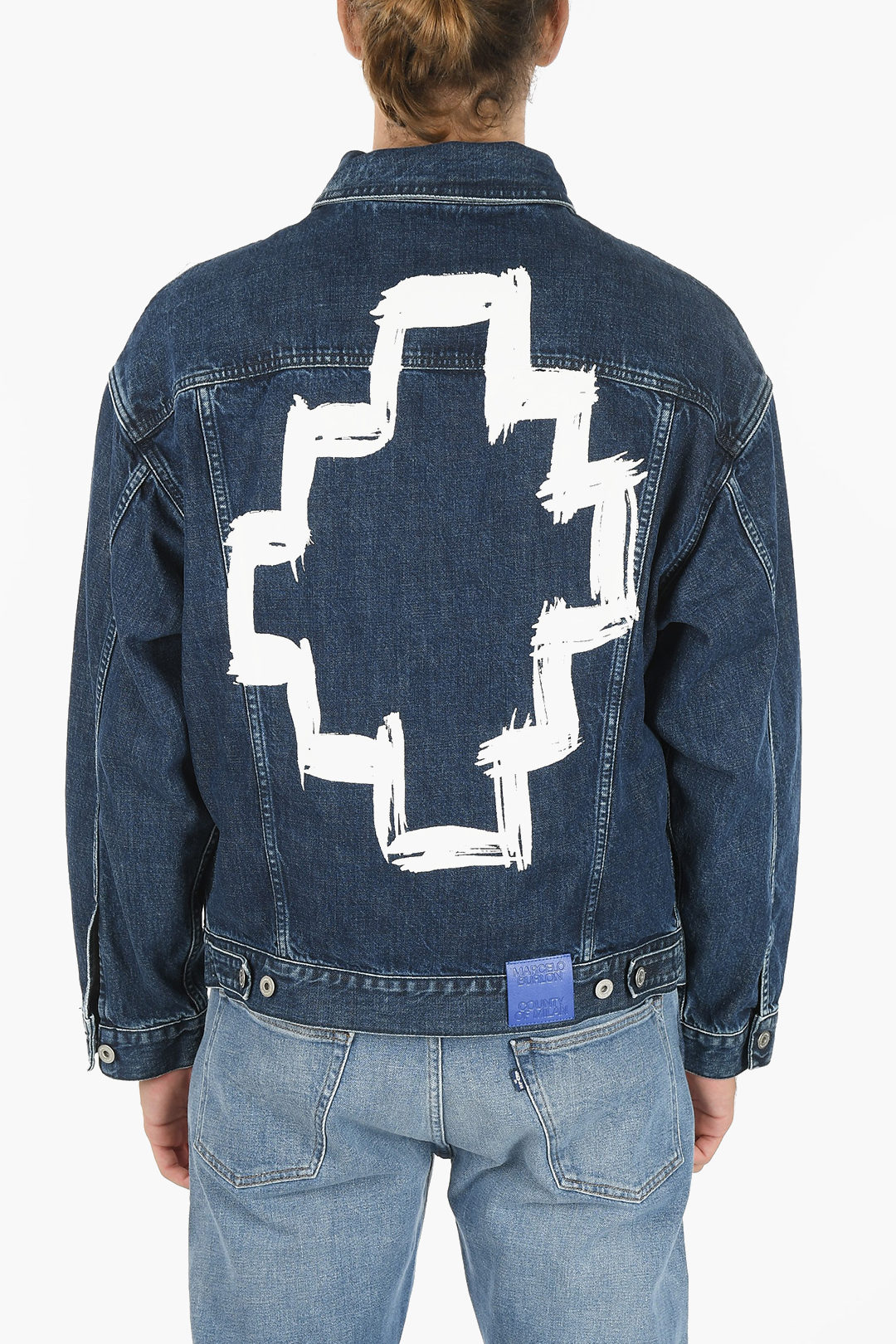 Marcelo Burlon Denim Jacket with Paint Effect on The Back men