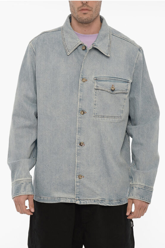 Apc Denim Jacket With Patch Breast Pocket In Gray