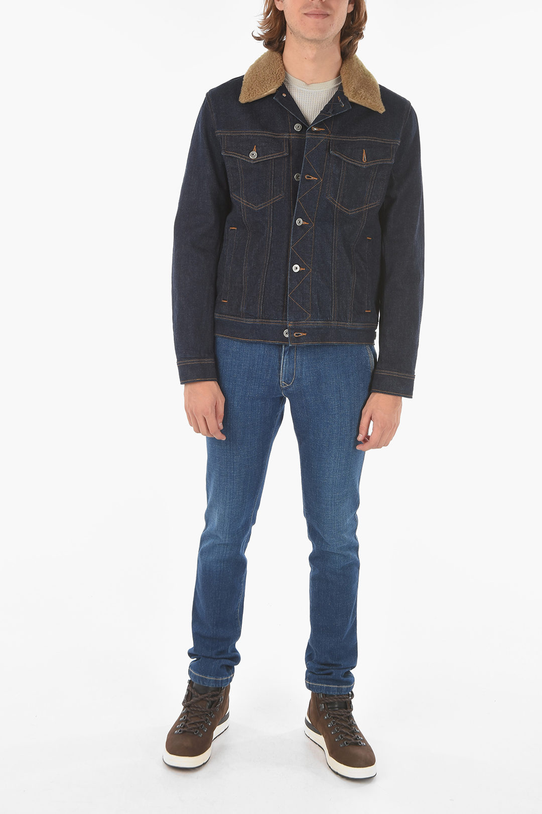 Woolrich Denim Jacket with Shearling Detail men - Glamood Outlet