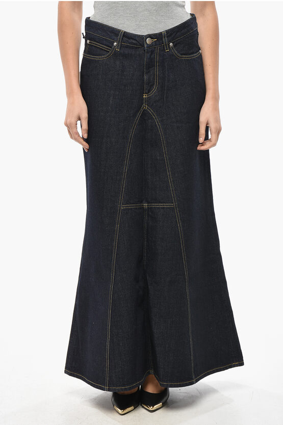 1989 Studio Denim Long Skirt With Visible Stitching In Blue