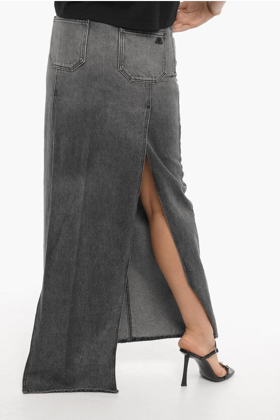 Denim Maxi Skirt with Double Split