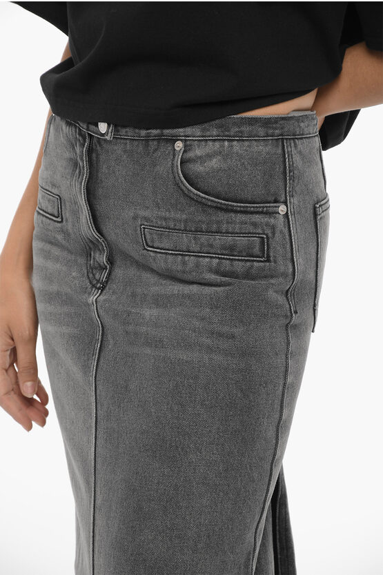 Denim Maxi Skirt with Double Split