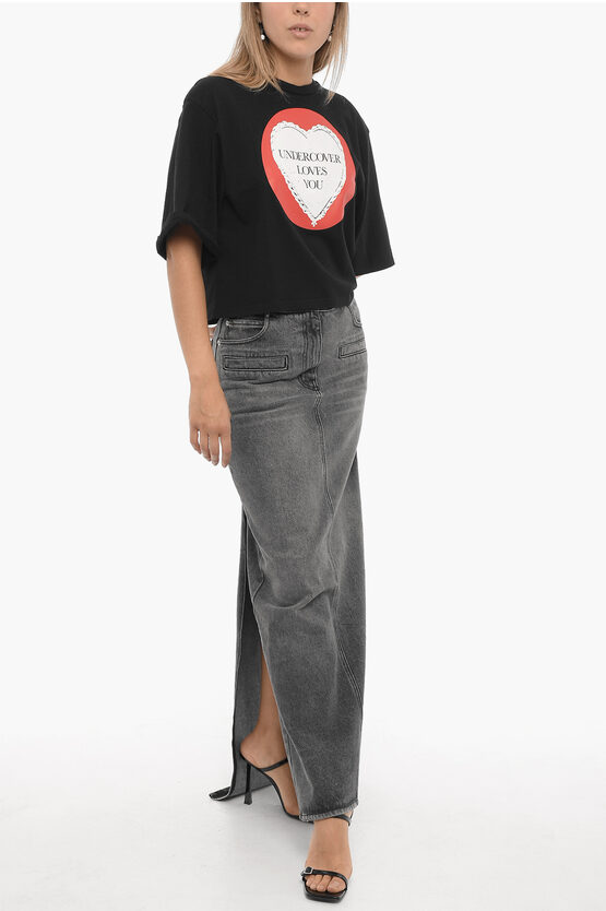 Denim Maxi Skirt with Double Split