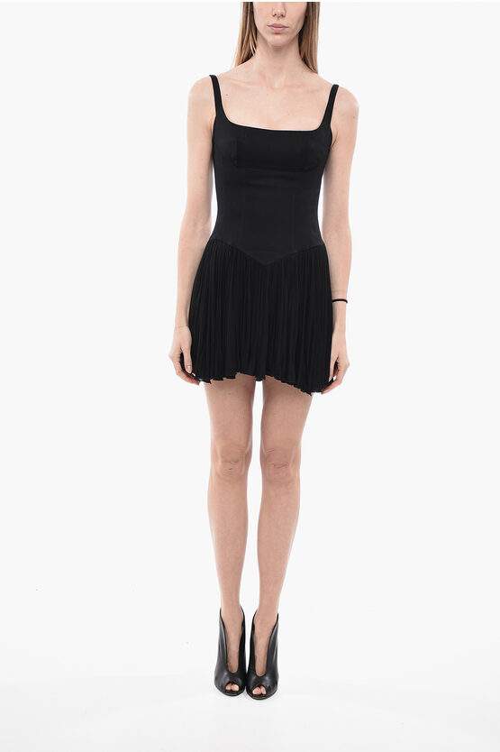 Shop Giovanni Bedin Denim Minidress With Draped Sheer Skirt