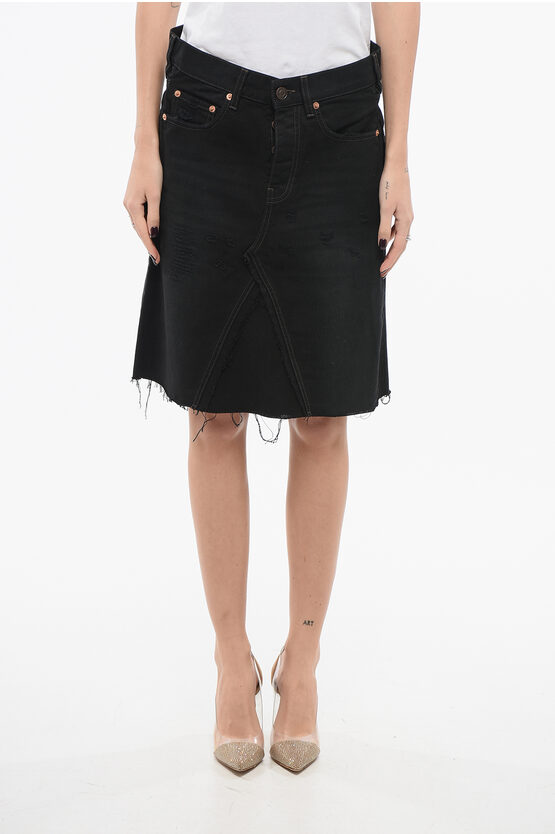 BALENCIAGA DENIM MINISKIRT WITH CUT-OUTS 