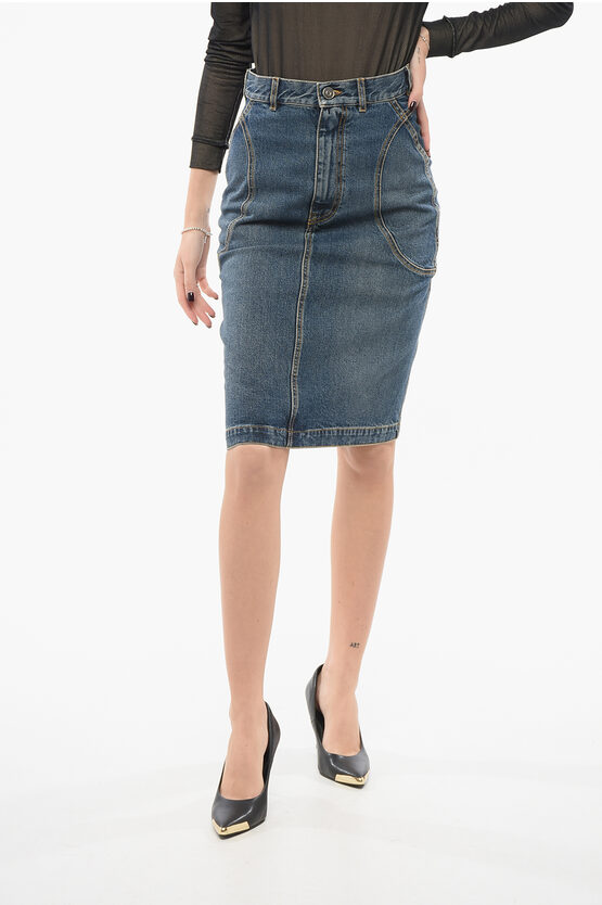 Alaïa Denim Pencil Skirt