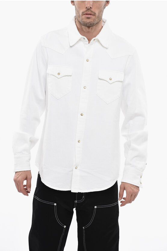 Alanui Denim Saharan Shirt With Snap Buttons In White
