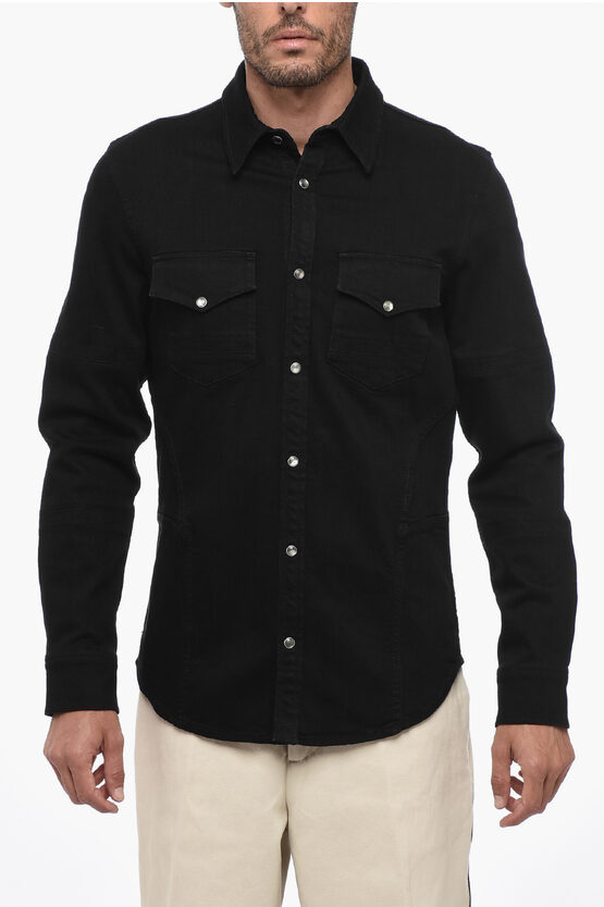 Shop Alexander Mcqueen Denim Shirt With Breast Pockets