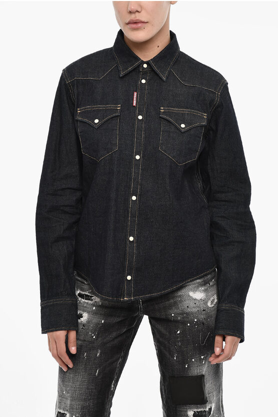 Dsquared2 Denim Shirt With Double Breast Pockets