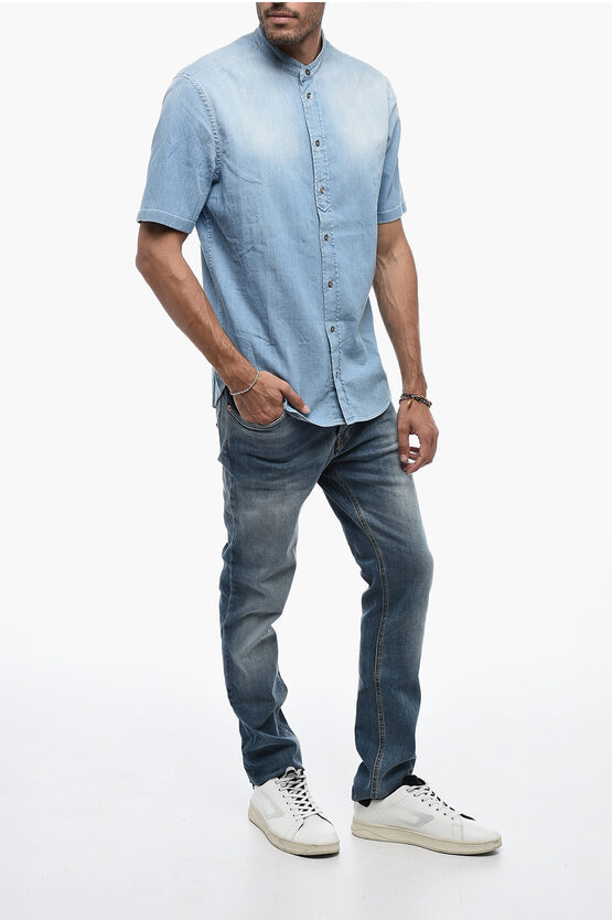 Dondup Denim Shirt with Mandarin Collar men - Glamood Outlet