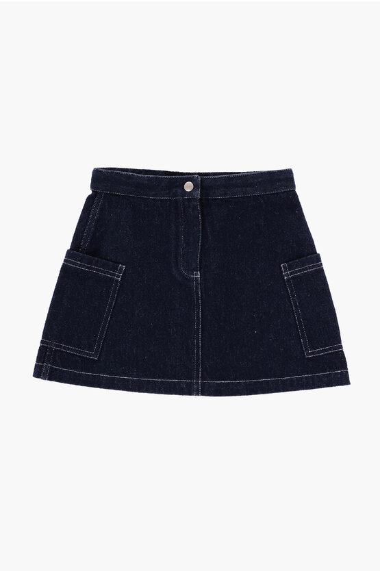 Dior Denim Skirt With Double Patch Pockets In Blue