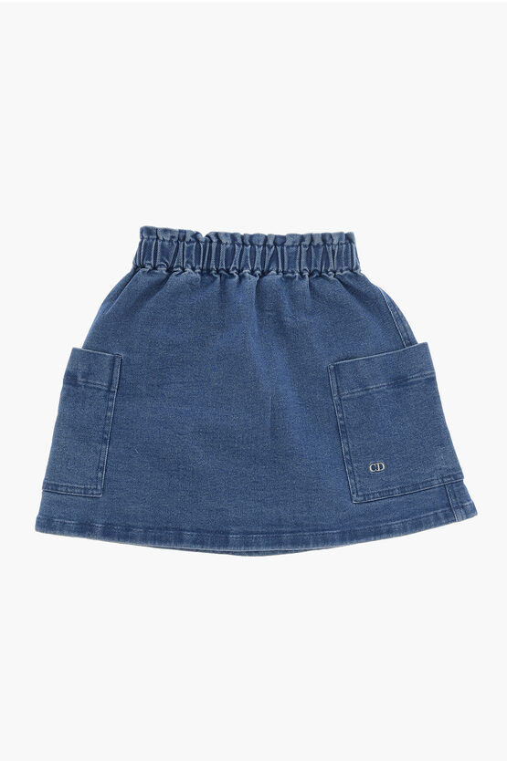 Shop Dior Denim Skirt With Elastic Waistband