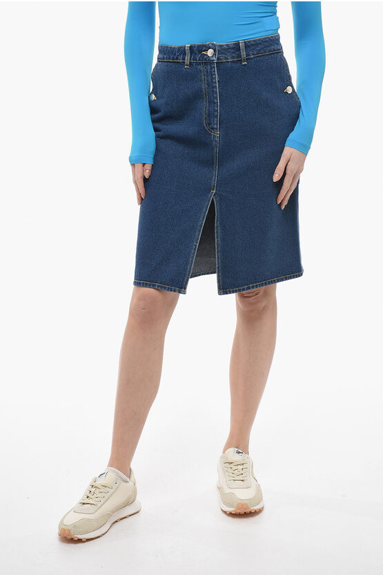 Shop Saks Potts Denim Skirt With Removable Leather Pouch