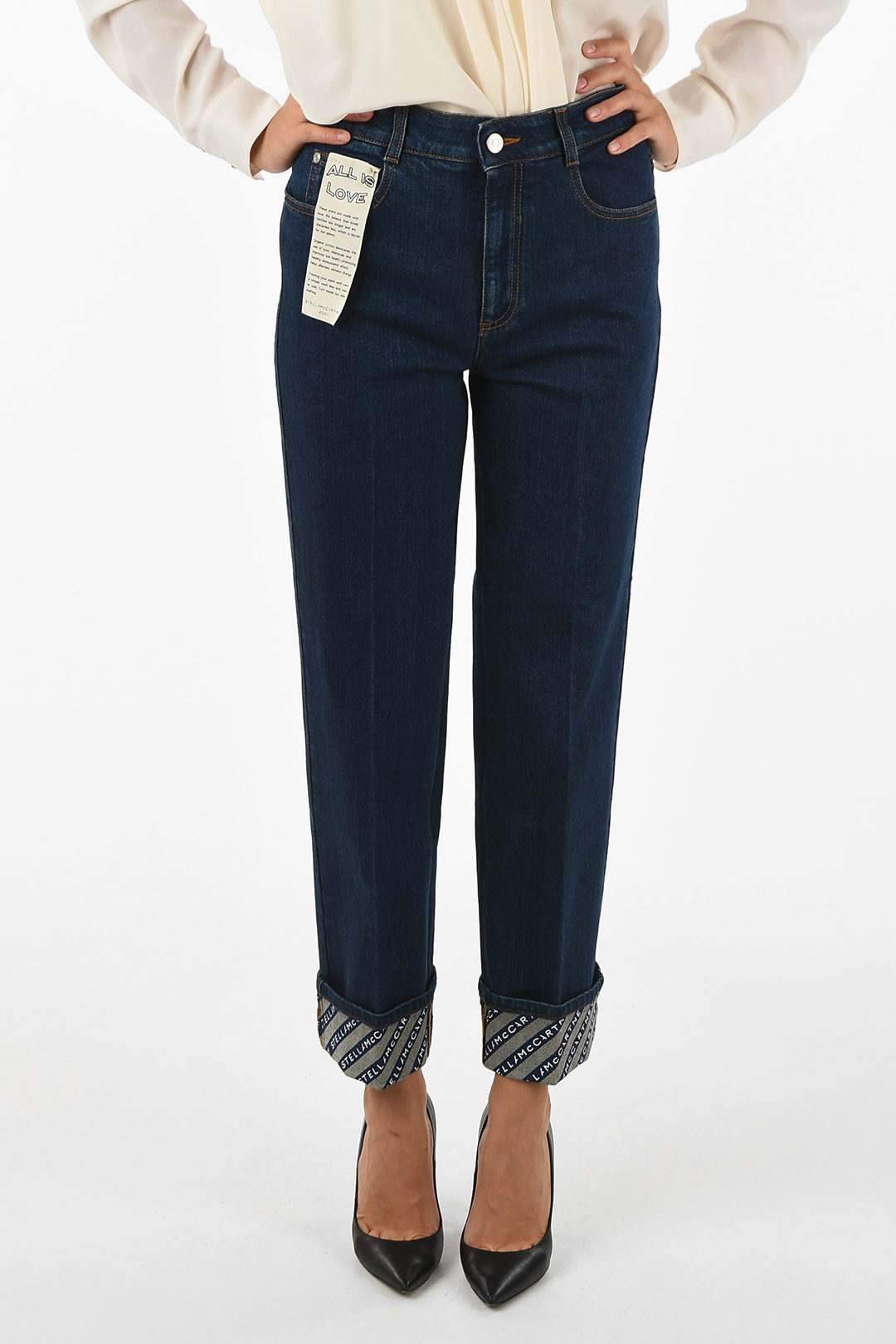 Stella McCartney denim stretch high-rise waist straight fit jeans women ...