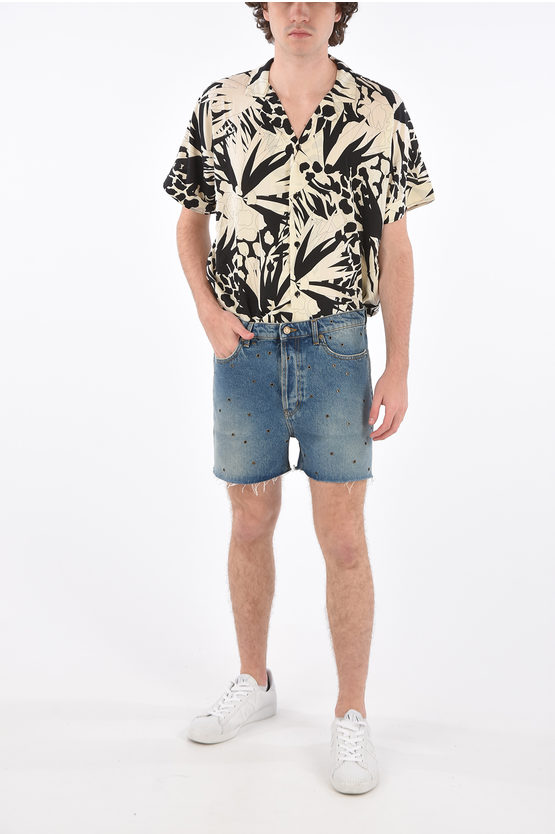 Saint Laurent denim studded shorts men - Glamood Outlet