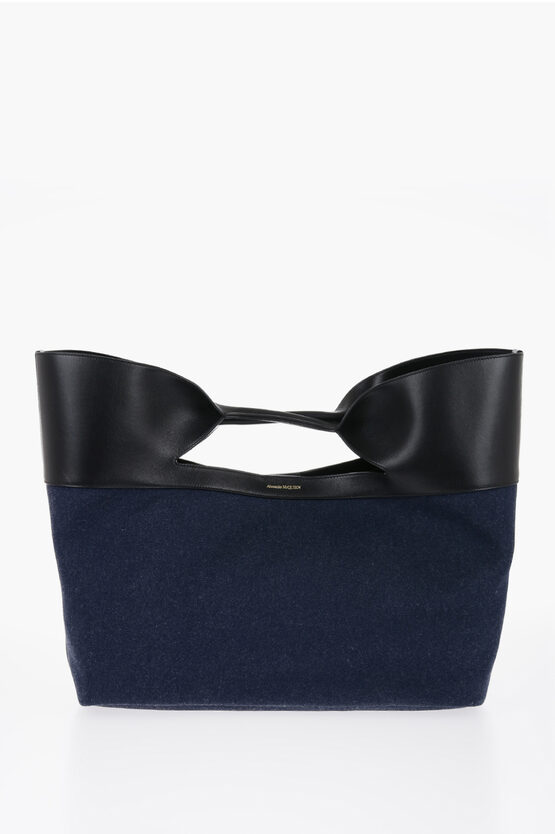 Shop Alexander Mcqueen Denim The Bow Maxi Tote Bag With Clutch