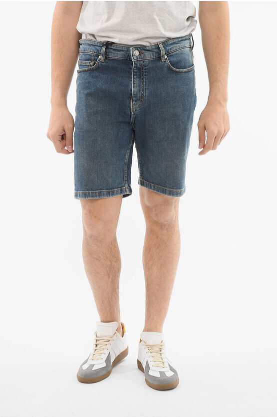 Zadig & Voltaire Denim Tom Boy Shorts With Back Logo Patch In Blue