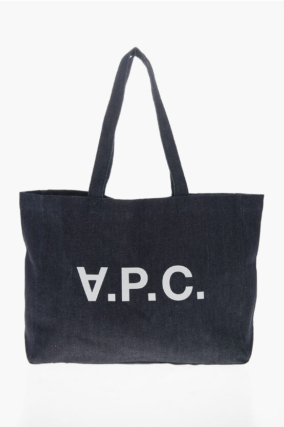 Apc Denim Tote Bag With Printed Logo