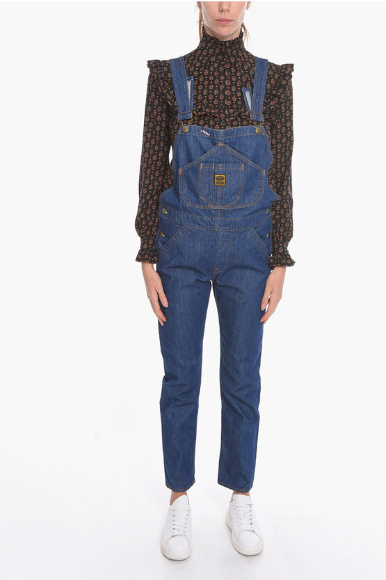 Washington Dee Cee Denim Washington Jumpsuit With Logoed And Golden Buttons In Blue