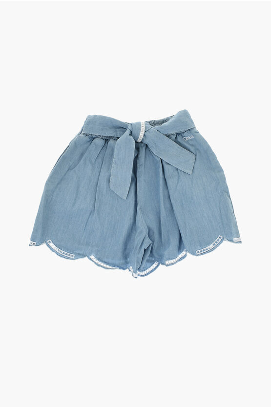 Chloé Denims Effect Shorts With Flake Details