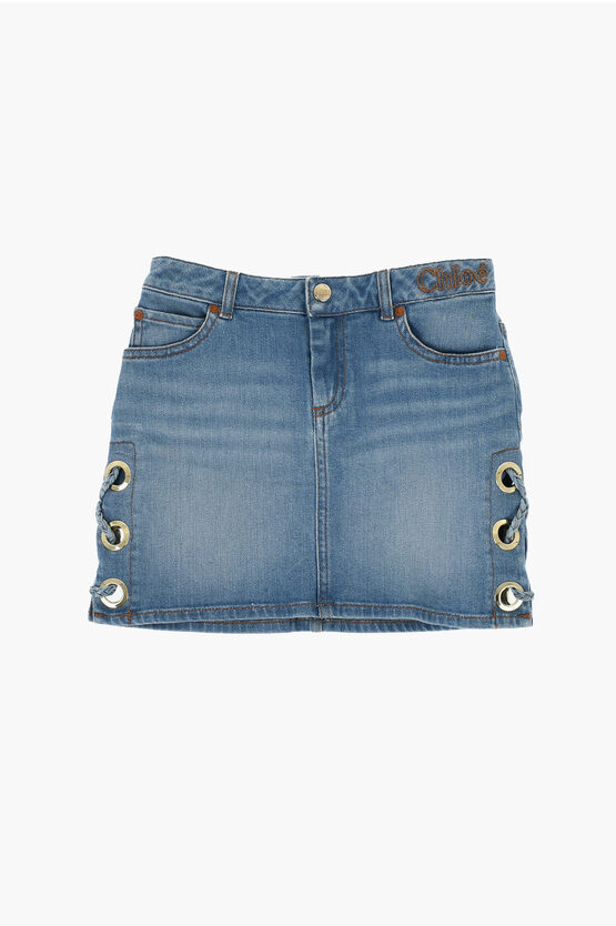 Chloé Denims Mini Skirt With Lace-up Detail
