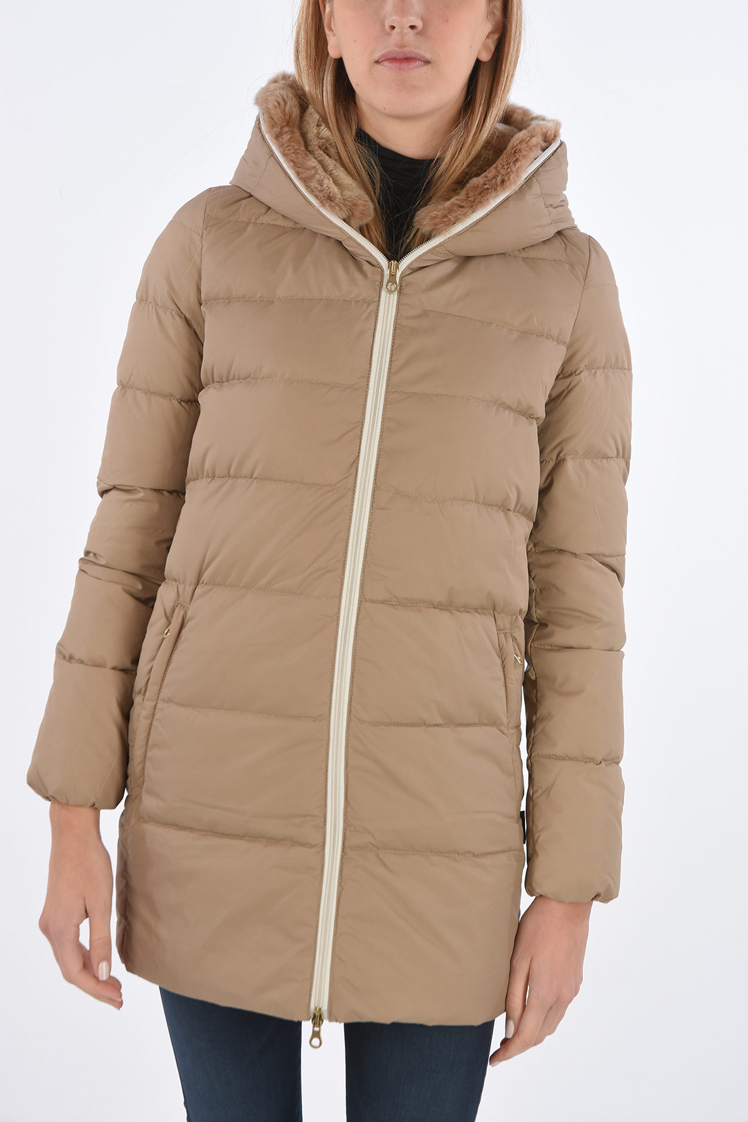 Duvetica detachable real fur trim CARYSDUE down jacket women