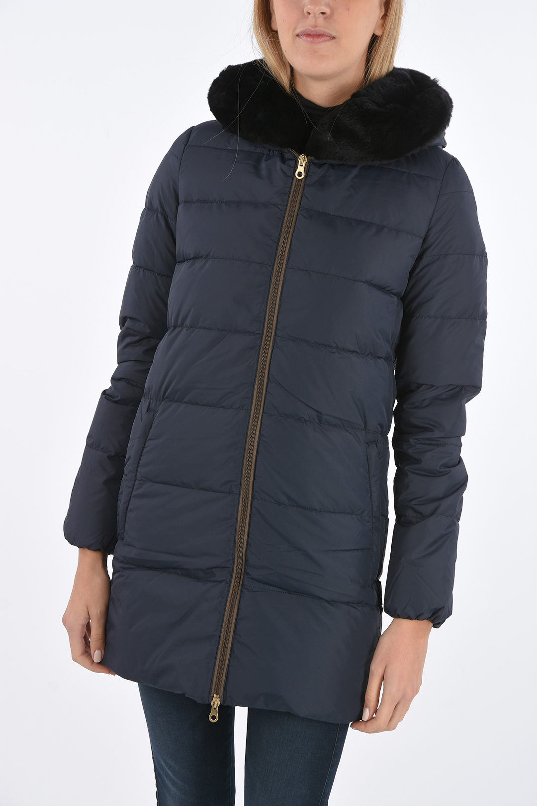 Duvetica detachable real fur trim CARYSDUE down jacket women