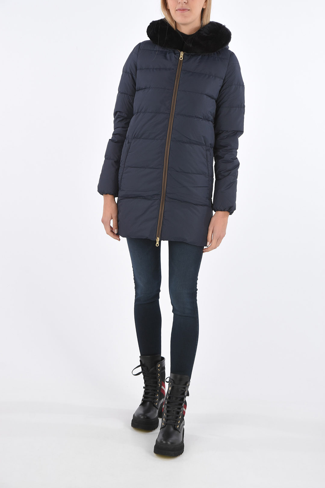 Duvetica detachable real fur trim CARYSDUE down jacket women