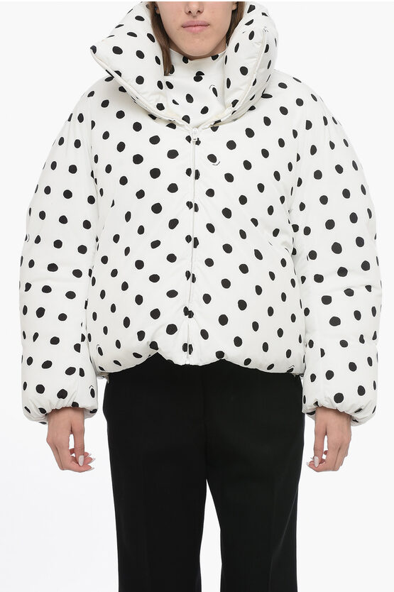 Shop Marni Dingyun Zang Cropped Over Down Jacket With Polka Dot Pattern
