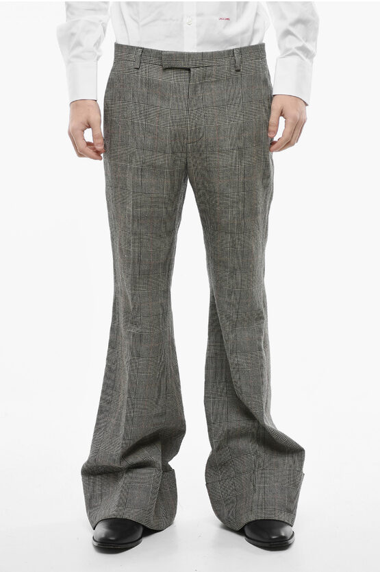 Gucci Distrct Check Bootcut Pants With Extra-long Design In Green