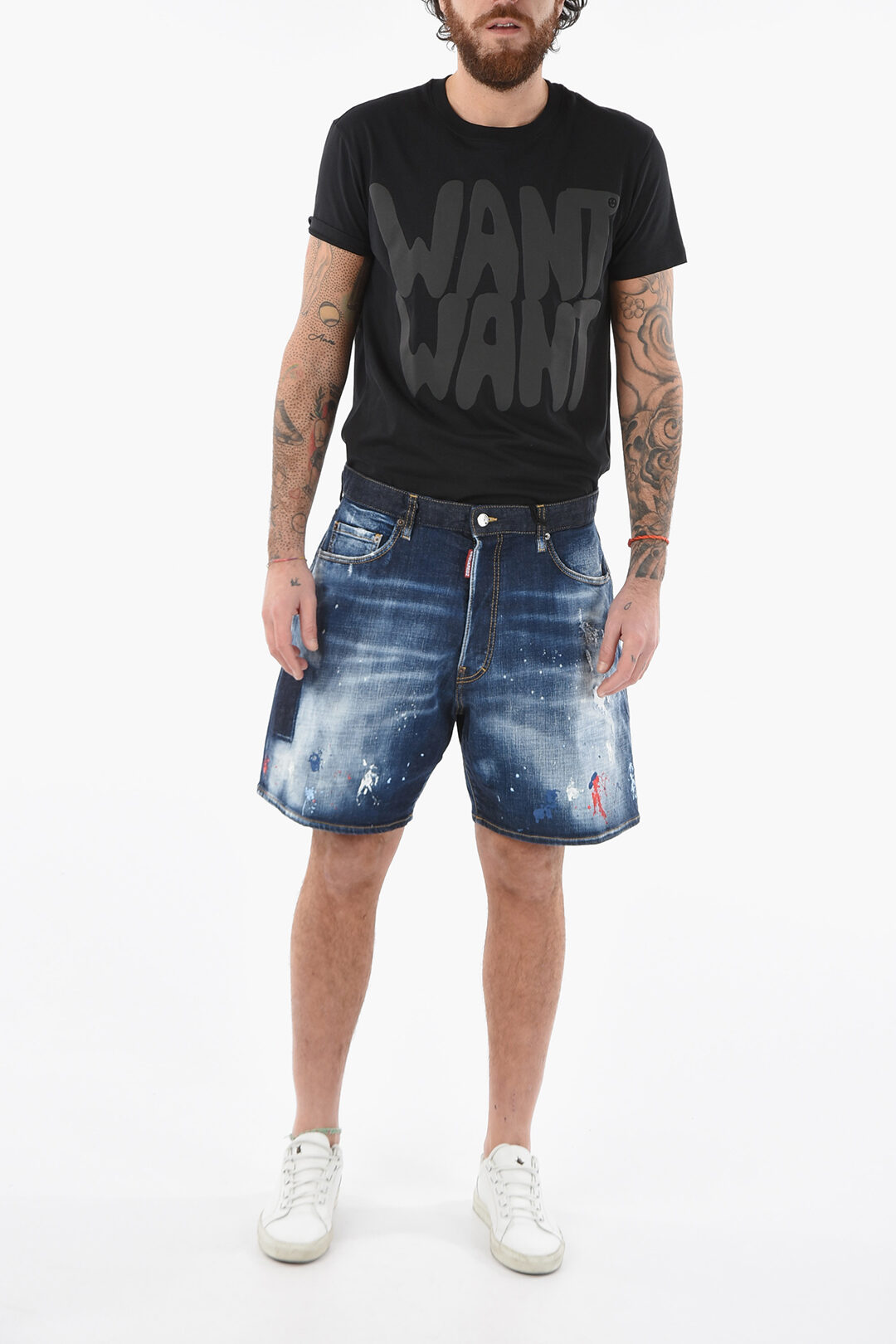 Dsquared2 Distressed BOXER Shorts with Paint-splash Pattern men ...
