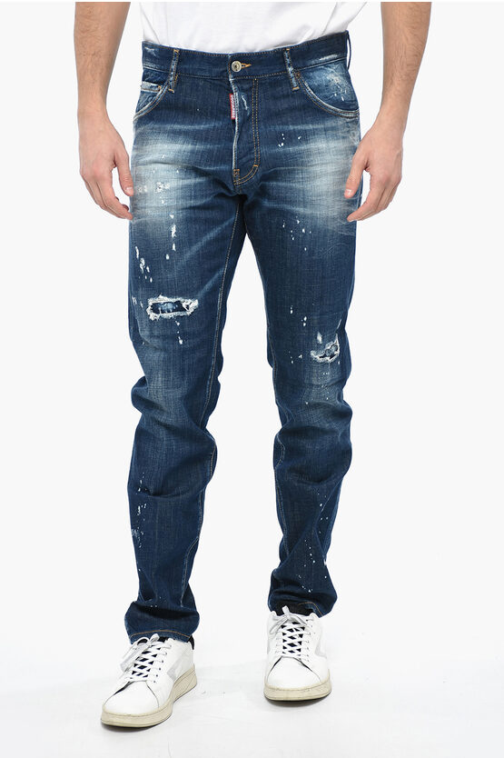 Dsquared2 Distressed Cool Guy Denims With Delavé Effect 18cm In Blue