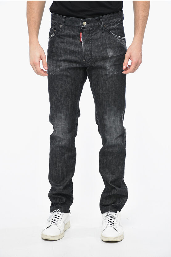 Dsquared2 Distressed Cool Guy Denims With Logo Patch 18cm In Black