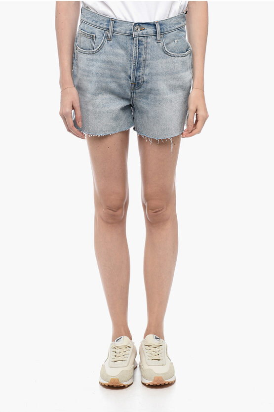 SEVEN DISTRESSED DENIM SHORTS WITH SIDE SLITS