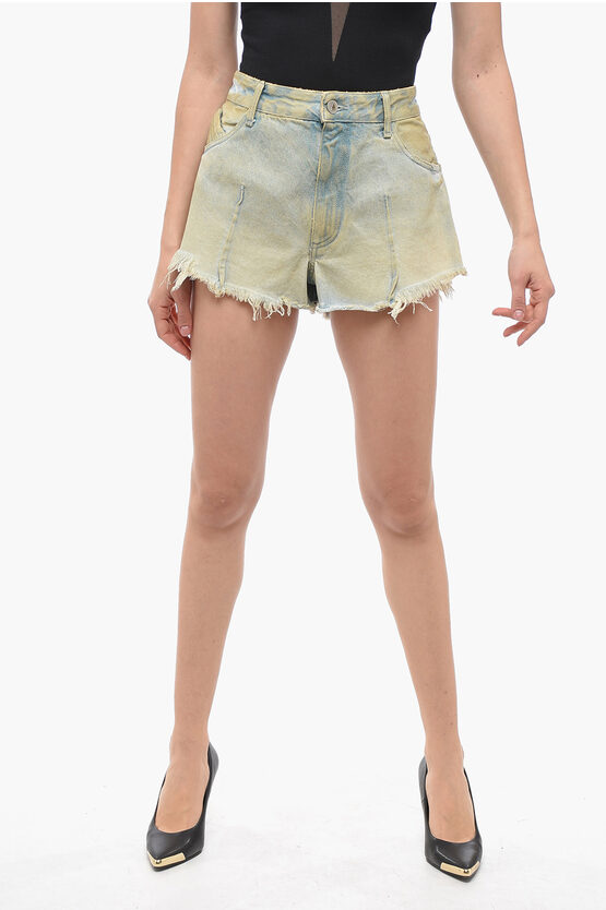 Shop Attico Distressed Denim Shorts With Vintage Effect